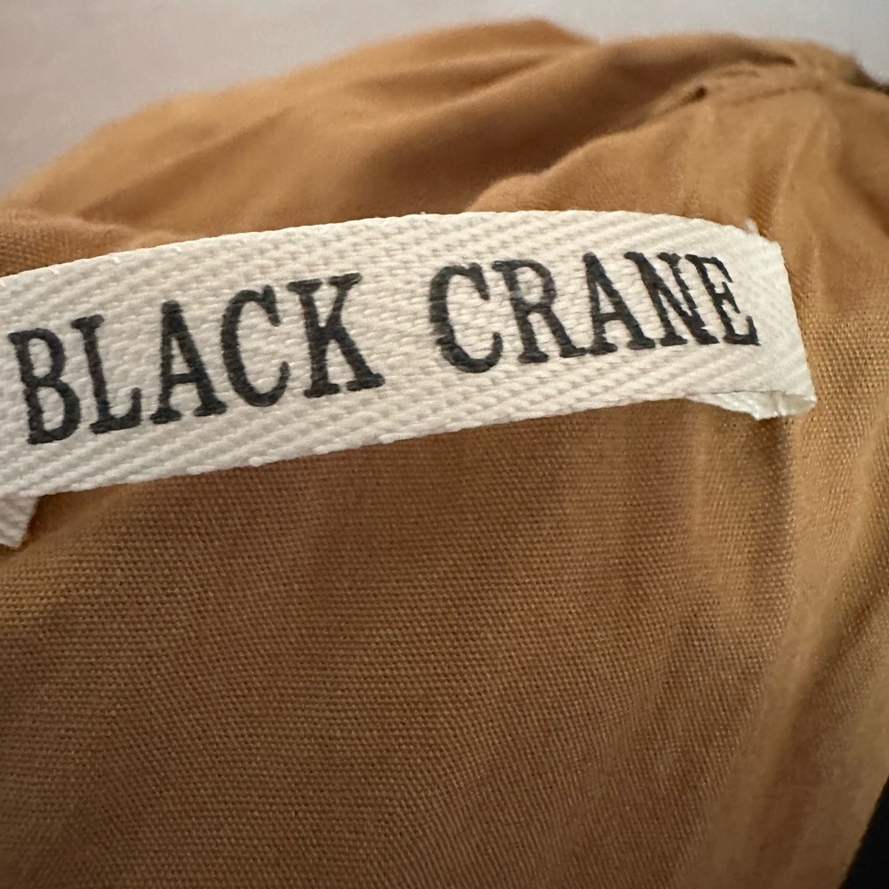 Black Crane Organic Cotton Poplin Shell Dress | Camel Tan - Size Small - Picture 6 of 10